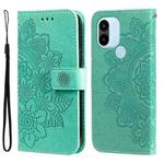For Xiaomi Redmi A1+ 7-petal Flowers Embossing Leather Phone Case(Green)