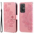 For Xiaomi Redmi 11 Prime 4G 7-petal Flowers Embossing Leather Phone Case(Rose Gold)