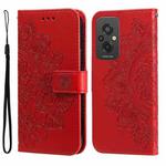 For Xiaomi Redmi 11 Prime 4G 7-petal Flowers Embossing Leather Phone Case(Red)
