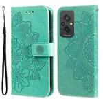 For Xiaomi Redmi 11 Prime 4G 7-petal Flowers Embossing Leather Phone Case(Green)