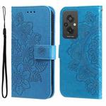 For Xiaomi Redmi 11 Prime 4G 7-petal Flowers Embossing Leather Phone Case(Blue)