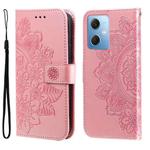 For Xiaomi Redmi Note 12 China 7-petal Flowers Embossing Leather Phone Case(Rose Gold)