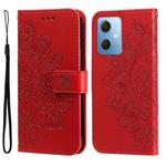 For Xiaomi Redmi Note 12 China 7-petal Flowers Embossing Leather Phone Case(Red)