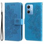 For Xiaomi Redmi Note 12 China 7-petal Flowers Embossing Leather Phone Case(Blue)