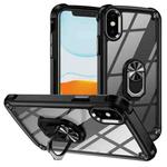 For iPhone XS / X TPU + PC Lens Protection Phone Case with Ring Holder(Black)