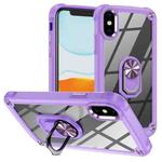 For iPhone XS / X TPU + PC Lens Protection Phone Case with Ring Holder(Purple)
