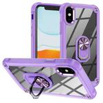For iPhone XR TPU + PC Lens Protection Phone Case with Ring Holder(Purple)