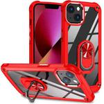 For iPhone 12 / 12 Pro TPU + PC Lens Protection Phone Case with Ring Holder(Red)