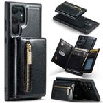 For Samsung Galaxy S22 Ultra 5G DG.MING M3 Series Glitter Powder Card Bag Leather Case(Black)