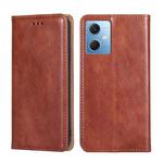 For Xiaomi Redmi Note 12 China Gloss Oil Solid Color Magnetic Leather Phone Case(Brown)