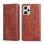 For Xiaomi Redmi Note 12 Pro+ China Gloss Oil Solid Color Magnetic Leather Phone Case(Brown)
