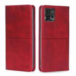 For Motorola Moto G72 4G Cow Texture Magnetic Leather Phone Case(Red)