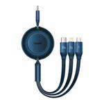 Baseus Bright Mirror 3 in 1 USB-C / Type-C 100W Telescopic Data Cable, Length: 1.2m(Blue)