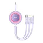 Baseus Bright Mirror 3 in 1 USB-C / Type-C 100W Telescopic Data Cable, Length: 1.2m(Purple)