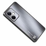 For Xiaomi Redmi Note 12 China Metal Brushed Texture Shockproof Phone Case(Silver)