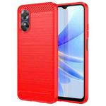 For OPPO A17 Brushed Texture Carbon Fiber TPU Phone Case(Red)
