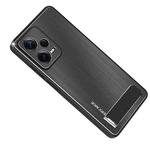 For Xiaomi Redmi Note 12 Pro 5G China Metal Brushed Texture Shockproof Phone Case with Holder(Black)