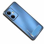 For Xiaomi Redmi Note 12 China Metal Brushed Texture Shockproof Phone Case with Holder(Blue)