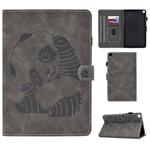 For Galaxy Tab A 8.0 (2019) T290 Embossing Sewing Thread Horizontal Painted Flat Leather Case with Pen Cover & Anti Skid Strip & Card Slot & Holder(Gray)