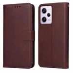For Xiaomi Redmi Note 12 Pro 5G China Classic Calf Texture Flip Leather Case(Brown)