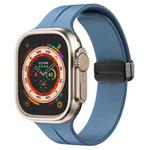 Solid Color Magnetic Buckle Silicone Watch Band For Apple Watch Series 9&8&7 41mm / SE 3&SE 2&6&SE&5&4 40mm / 3&2&1 38mm (Starlight Blue)