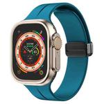 Solid Color Magnetic Buckle Silicone Watch Band For Apple Watch Series 9&8&7 41mm / SE 3&SE 2&6&SE&5&4 40mm / 3&2&1 38mm (Cyan)