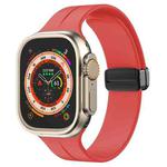 Solid Color Magnetic Buckle Silicone Watch Band For Apple Watch Series 9&8&7 41mm / SE 3&SE 2&6&SE&5&4 40mm / 3&2&1 38mm (Red)