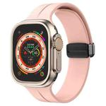 Solid Color Magnetic Buckle Silicone Watch Band For Apple Watch Ultra 49mm / Series 8&7 45mm / SE 2&6&SE&5&4 44mm (Rose Pink)