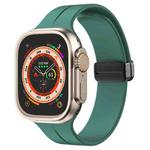 Solid Color Magnetic Buckle Silicone Watch Band For Apple Watch Ultra 49mm / Series 8&7 45mm / SE 2&6&SE&5&4 44mm (Pine Needle Green)