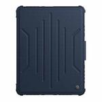 For iPad 10.2 2019 / 2020 / 2021 Nillkin Bumper Snapsafe Multifunctional Leather Tablet Case with Pen Slot(Blue)