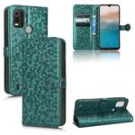 For Nokia C21 Plus Honeycomb Dot Texture Leather Phone Case(Green)