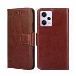 For Xiaomi Redmi Note 12 Pro 5G China Crystal Texture Horizontal Flip Leather Phone Case(Brown)