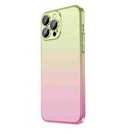 For iPhone 14 Pro Frosted Electroplated Gradient Phone Case(Pink Green)