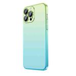 For iPhone 14 Pro Frosted Electroplated Gradient Phone Case(Cyan Green)
