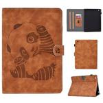 For iPad 2 / 3 / 4 Embossing Sewing Thread Horizontal Painted Flat Leather Case with Sleep Function & Pen Cover & Anti Skid Strip & Card Slot & Holder(Brown)