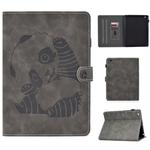 For iPad 2 / 3 / 4 Embossing Sewing Thread Horizontal Painted Flat Leather Case with Sleep Function & Pen Cover & Anti Skid Strip & Card Slot & Holder(Gray)