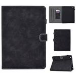 For iPad 2 / 3 / 4 Embossing Sewing Thread Horizontal Painted Flat Leather Case with Sleep Function & Pen Cover & Anti Skid Strip & Card Slot & Holder(Black)
