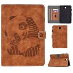 For Galaxy Tab A 8.0 (2015) T350 Embossing Sewing Thread Horizontal Painted Flat Leather Case with Sleep Function & Pen Cover & Anti Skid Strip & Card Slot & Holder(Brown)