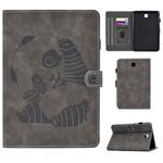 For Galaxy Tab A 8.0 (2015) T350 Embossing Sewing Thread Horizontal Painted Flat Leather Case with Sleep Function & Pen Cover & Anti Skid Strip & Card Slot & Holder(Gray)