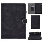 For Galaxy Tab S5e T720 Embossing Sewing Thread Horizontal Painted Flat Leather Case with Sleep Function & Pen Cover & Anti Skid Strip & Card Slot & Holder(Black)