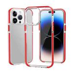For iPhone 14 Pro Max Two-color Shockproof High Transparency TPU Phone Case(Red)