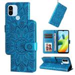 For Xiaomi Redmi A1+ Embossed Sunflower Leather Phone Case(Blue)