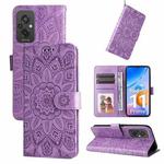 For Xiaomi Redmi 11 Prime 4G Embossed Sunflower Leather Phone Case(Purple)