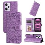 For Xiaomi Redmi Note 12 Pro 5G China Embossed Sunflower Leather Phone Case(Purple)