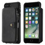 For iPhone 7 Plus / 8 Plus Zipper Shockproof Protective Case with Card Slots & Bracket & Photo Holder & Wallet Function(Black)