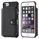 For iPhone SE 2022 / SE 2020 / 8 / 7 Zipper Shockproof Protective Case with Card Slots & Bracket & Photo Holder & Wallet Function(Black)