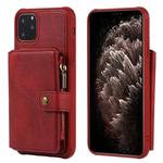 For iPhone 11 Pro Max Zipper Shockproof Protective Case with Card Slots & Bracket & Photo Holder & Wallet Function(Red)