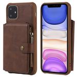 For iPhone 11 Pro Zipper Shockproof Protective Case with Card Slots & Bracket & Photo Holder & Wallet Function(Coffee)