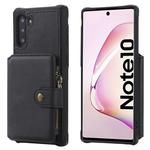 For Galaxy Note 10 Zipper Shockproof Protective Case with Card Slots & Bracket & Photo Holder & Wallet Function(Black)