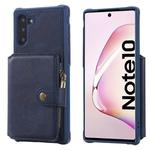 For Galaxy Note 10 Zipper Shockproof Protective Case with Card Slots & Bracket & Photo Holder & Wallet Function(Blue)
